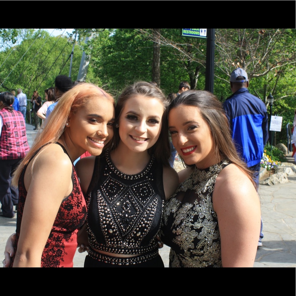 Black prom dress with silver rhinestones